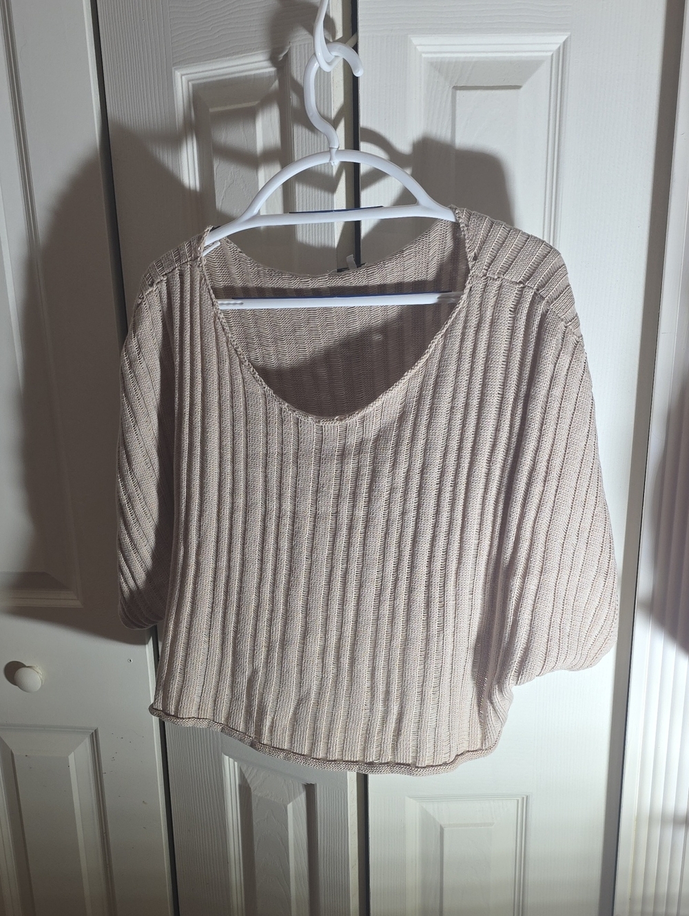 emory park Cream Ribbed Crop Top
